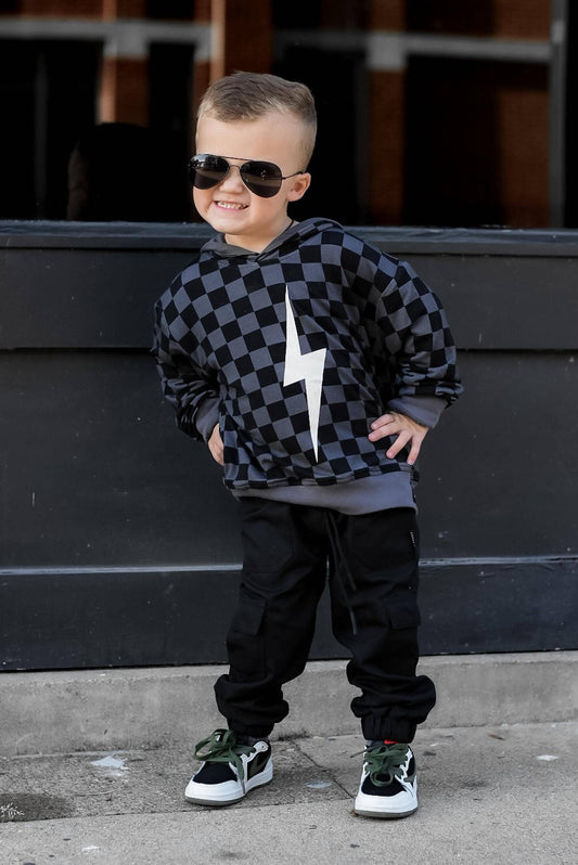 Checkered Spark Hoodie | Black