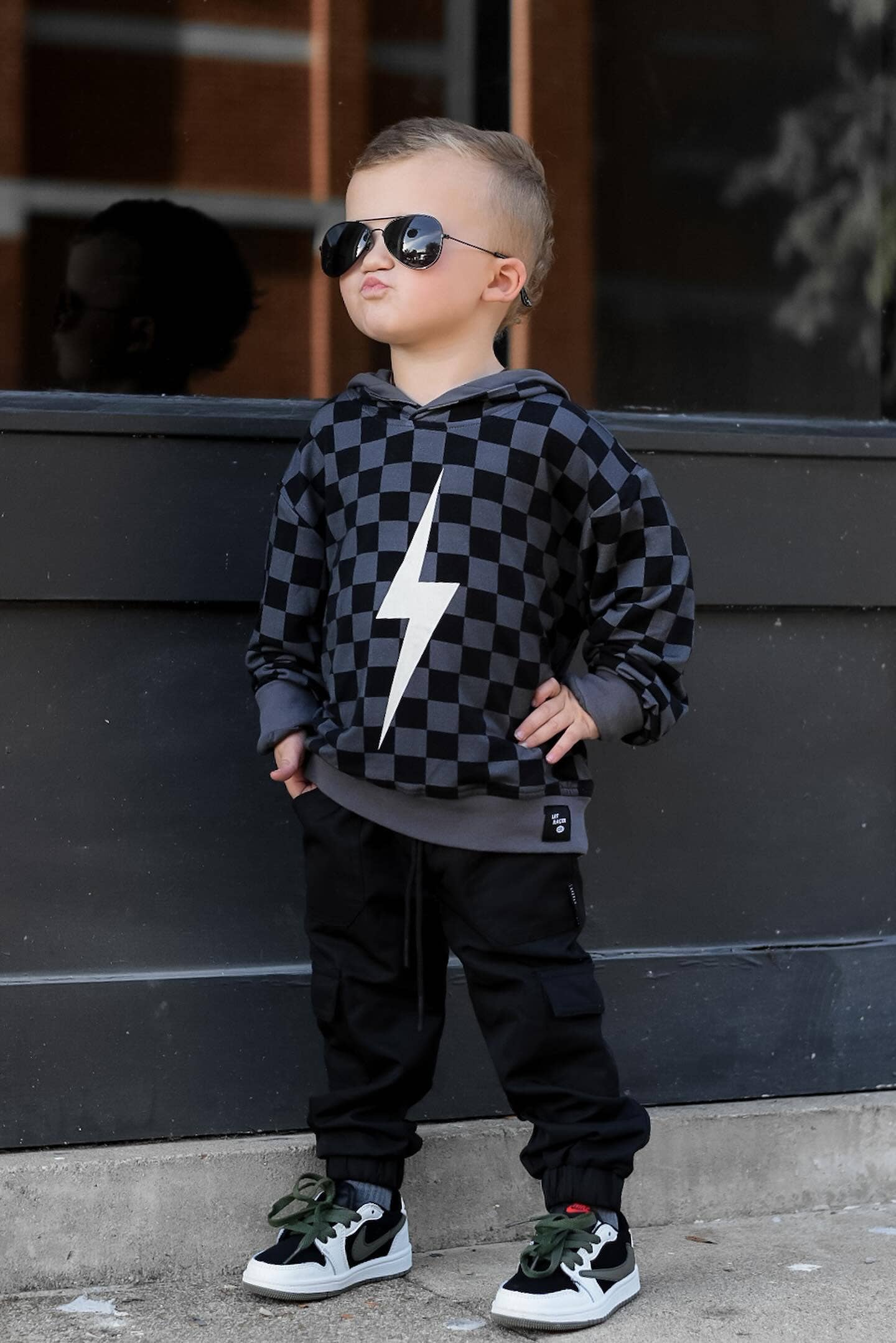 Checkered Spark Hoodie | Black