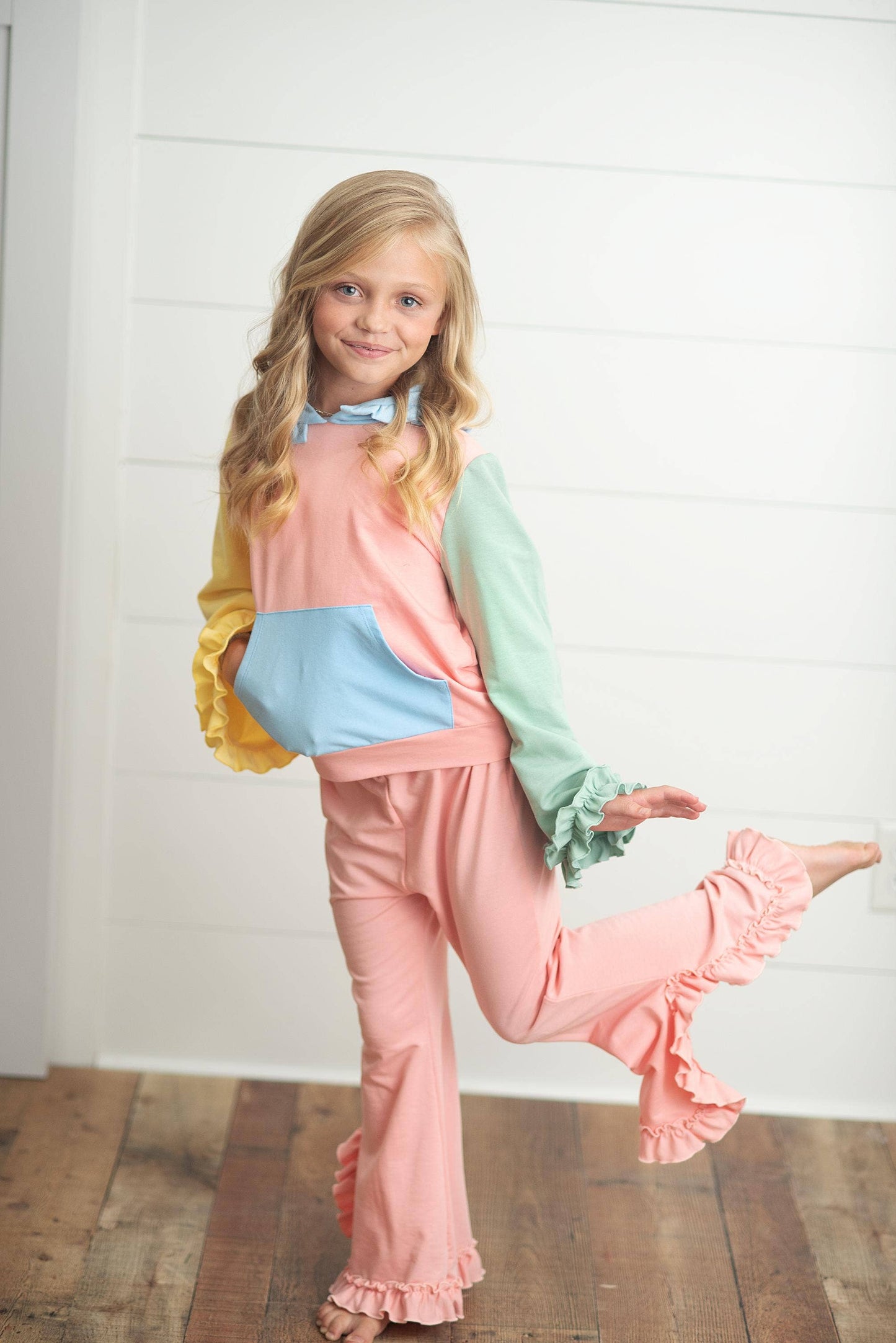 Hooded Ruffle Lounge Set | Pastel
