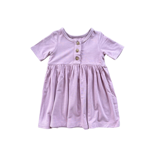 Short Sleeve Henley Dress | Purple Bamboo