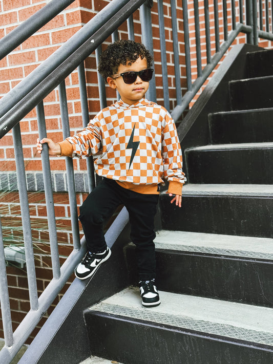 Checkered Spark Hoodie | Rust