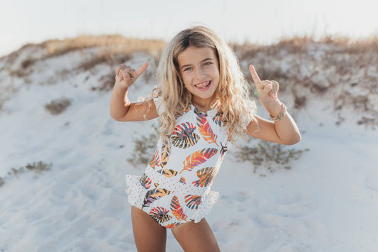 Open Back One-Piece Swimsuit | Tropical Leaf