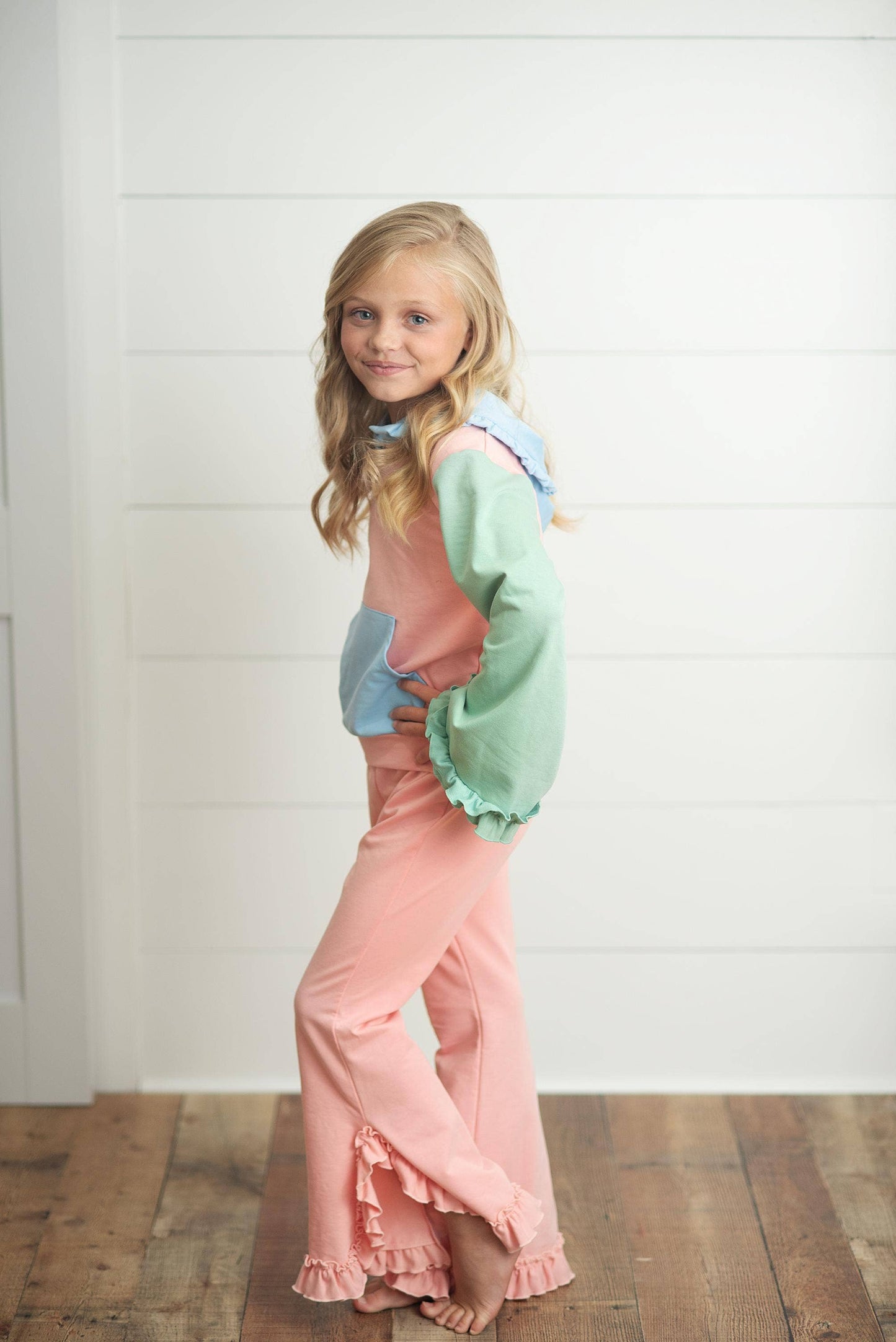Hooded Ruffle Lounge Set | Pastel
