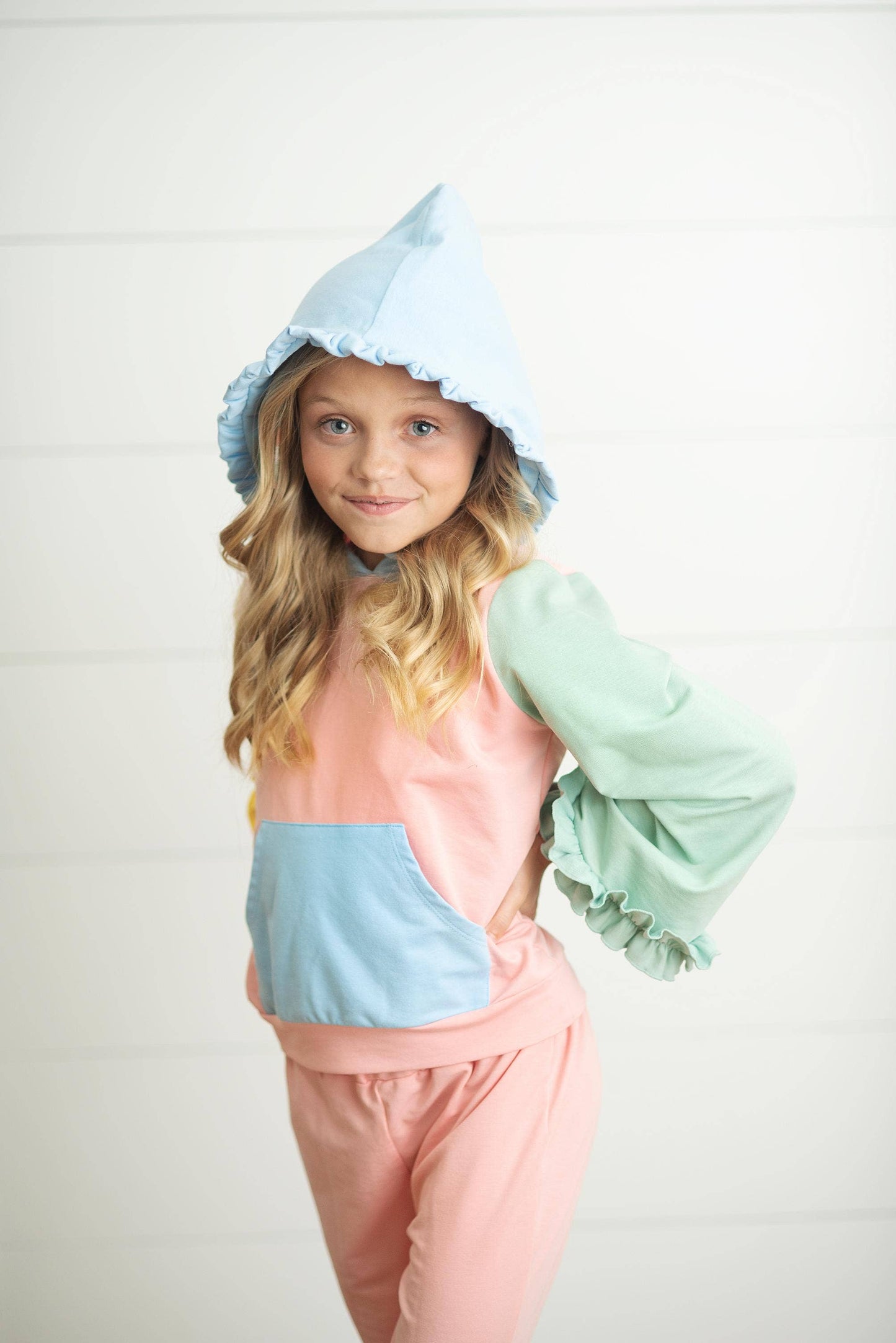 Hooded Ruffle Lounge Set | Pastel