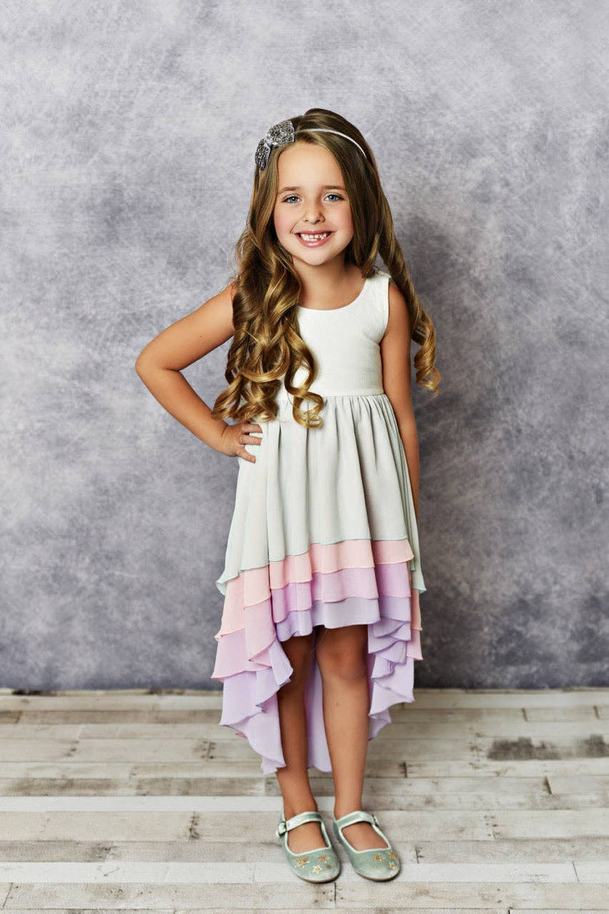 Hi-Lo Tiered Dress | Pastel Ombre