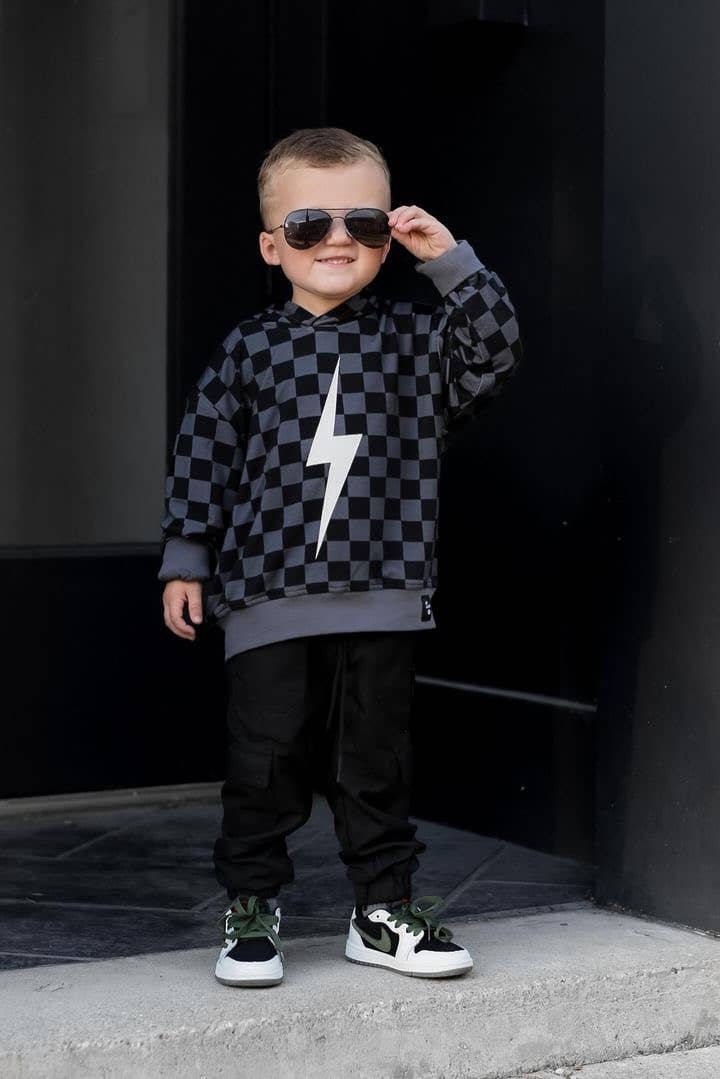 Checkered Spark Hoodie | Black