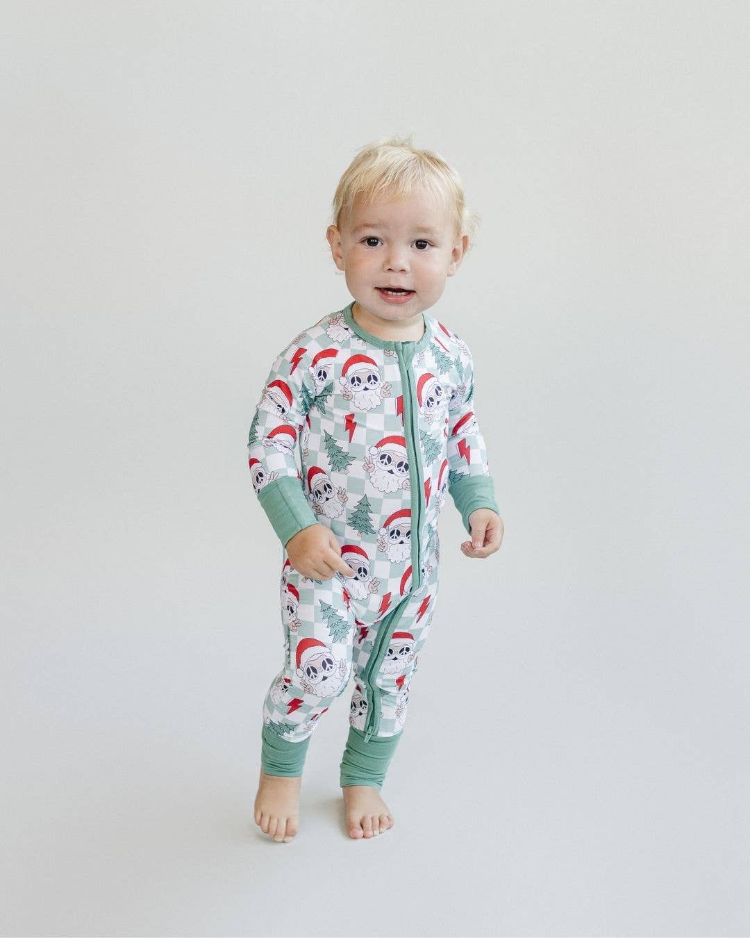 Bamboo Christmas Pajamas | Checkered Santa