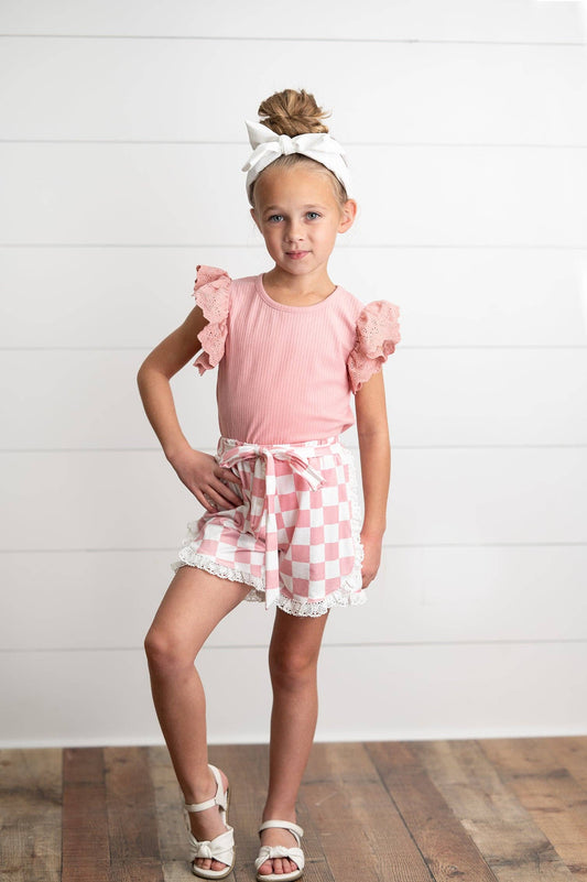 Short Set | Pink Checkered