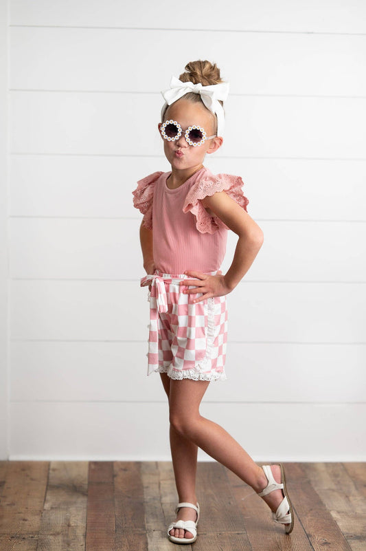 Short Set | Pink Checkered