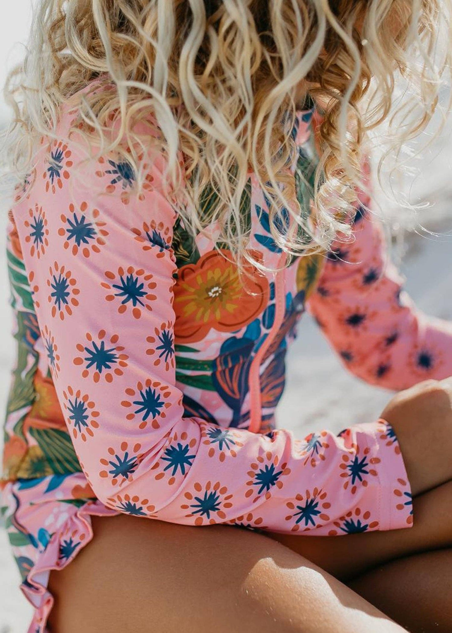Zip Rash Guard One-Piece Swimsuit | Tropical