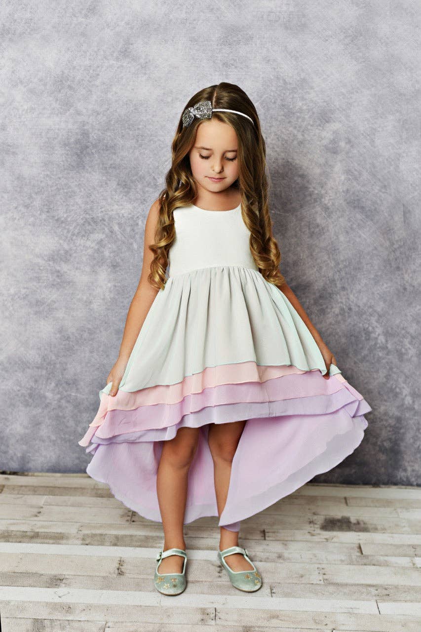 Hi-Lo Tiered Dress | Pastel Ombre