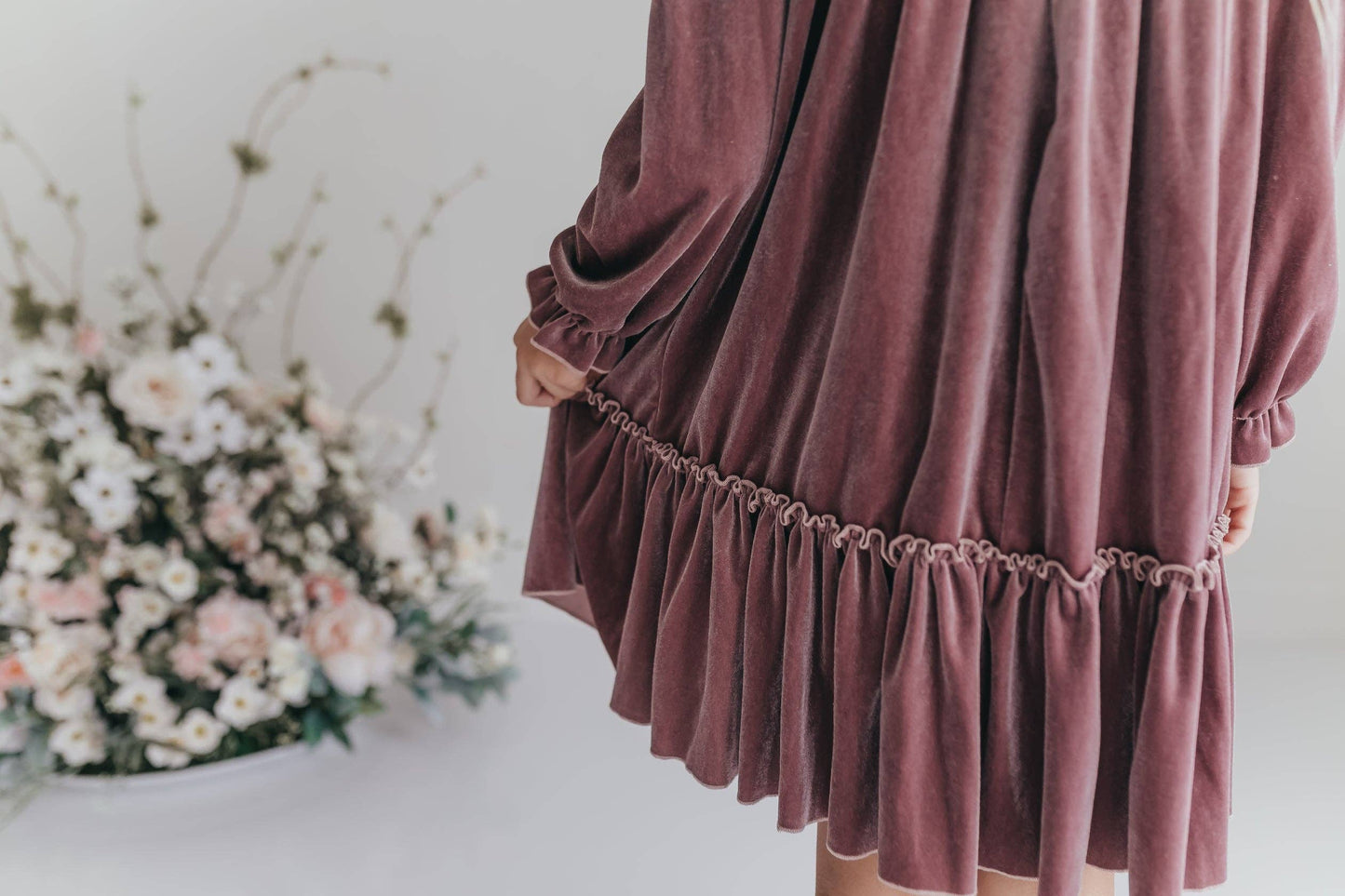Smocked Velvet Dress | Dusty Rose