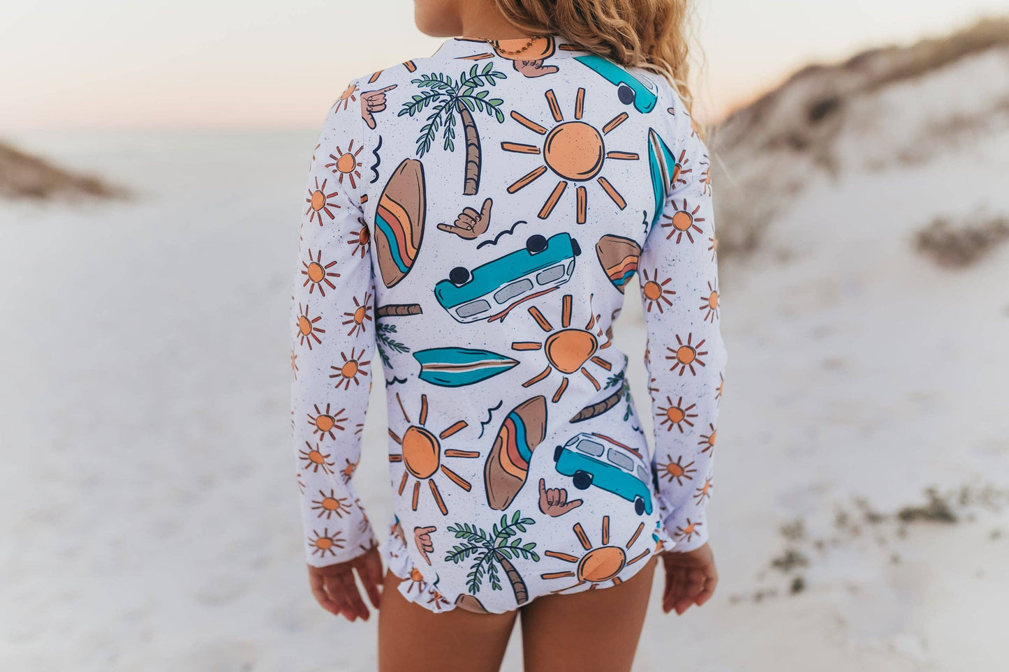Zip Rash Guard One-Piece Swimsuit | Teal Surf