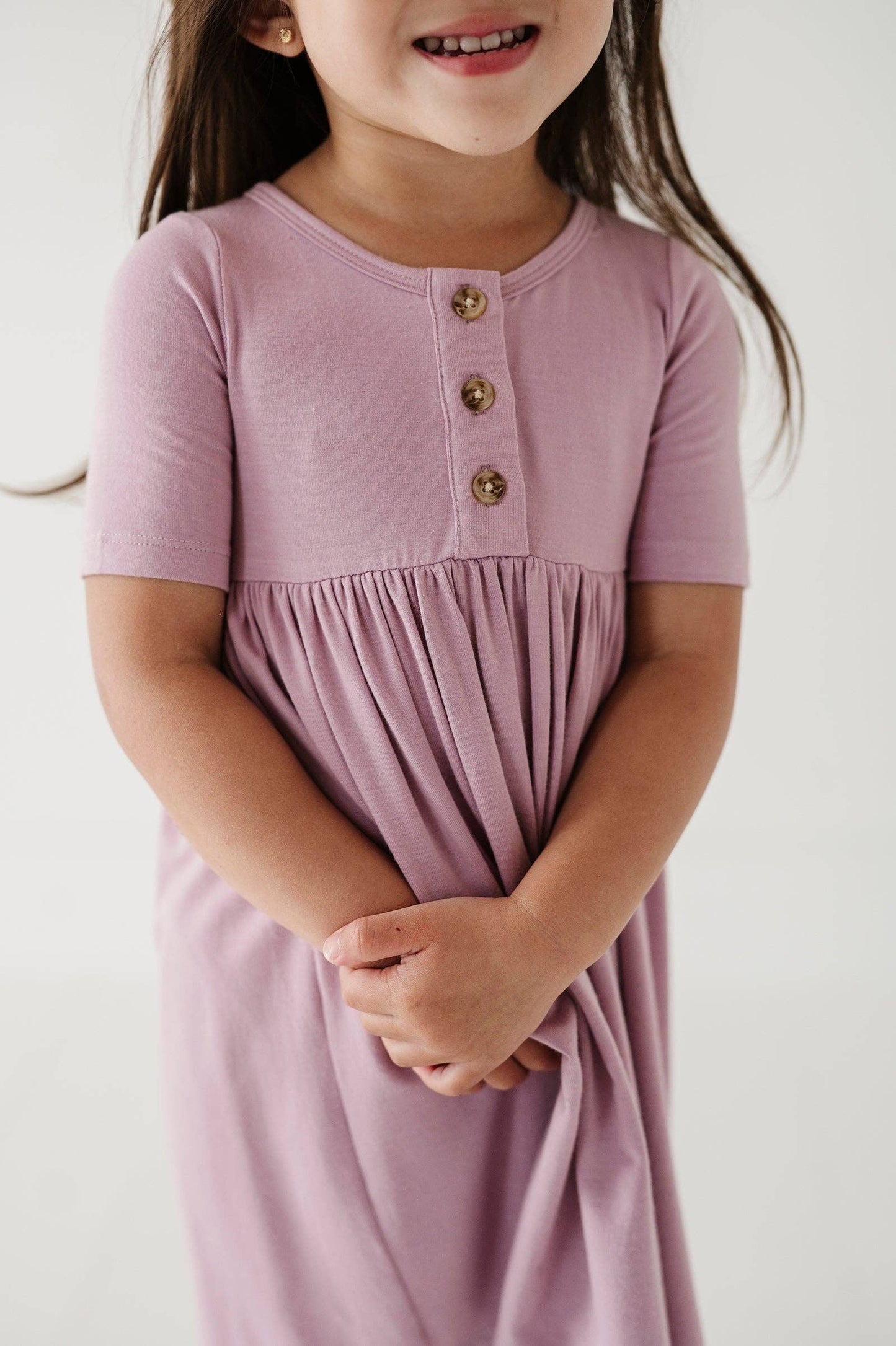Short Sleeve Henley Dress | Purple Bamboo
