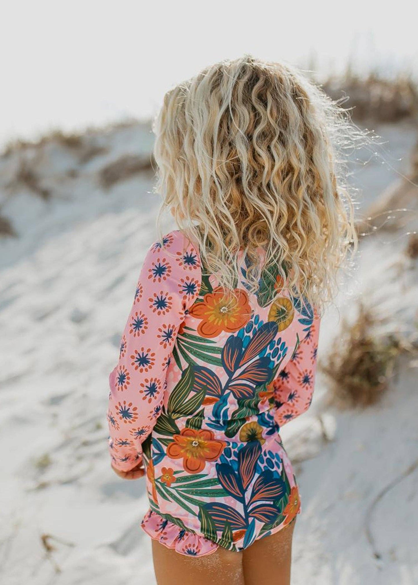 Zip Rash Guard One-Piece Swimsuit | Tropical