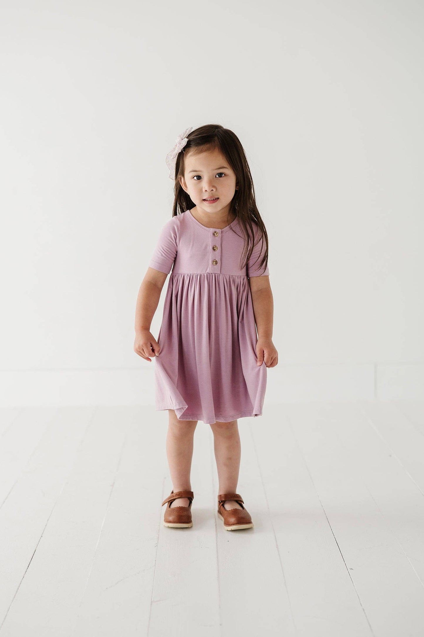 Short Sleeve Henley Dress | Purple Bamboo