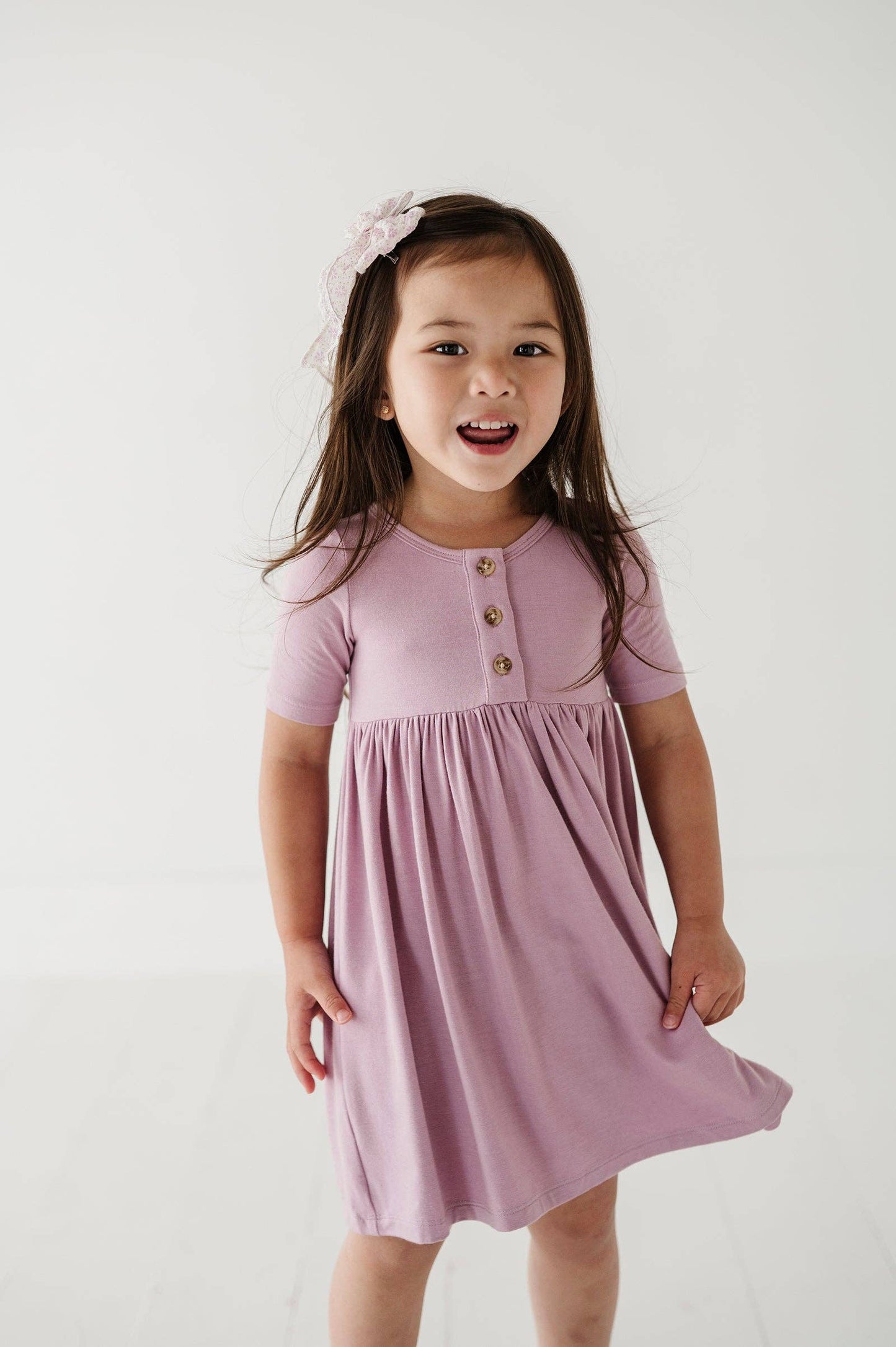 Short Sleeve Henley Dress | Purple Bamboo