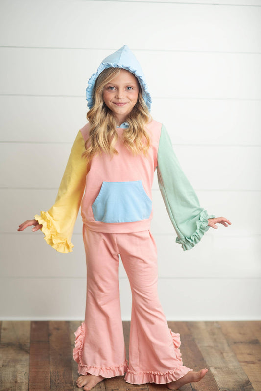 Hooded Ruffle Lounge Set | Pastel