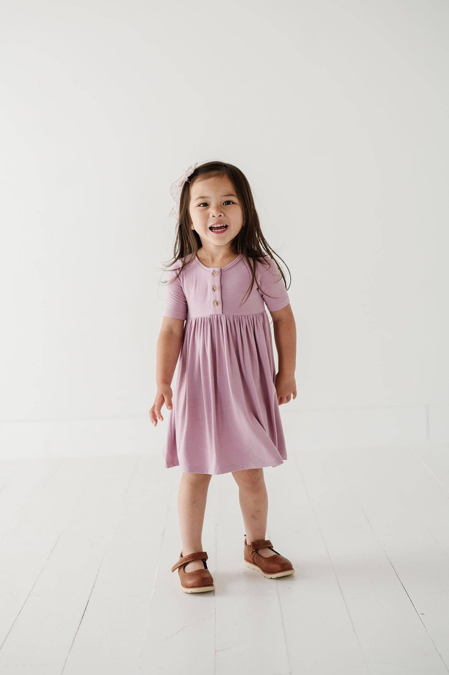 Short Sleeve Henley Dress | Purple Bamboo