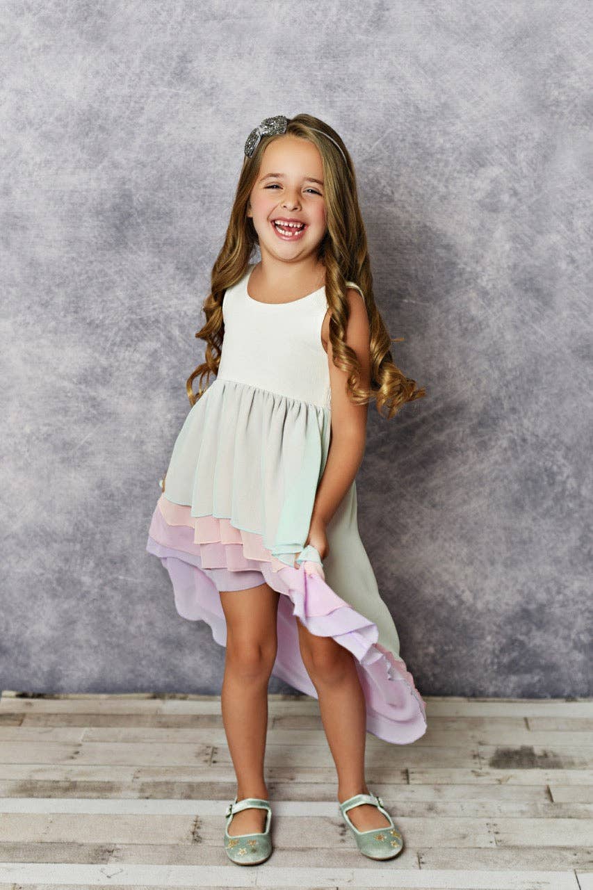 Hi-Lo Tiered Dress | Pastel Ombre