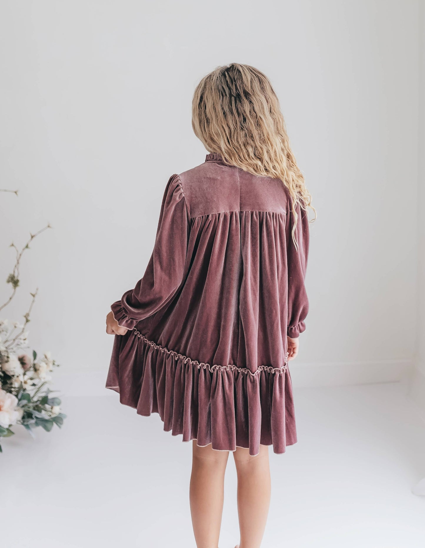 Smocked Velvet Dress | Dusty Rose