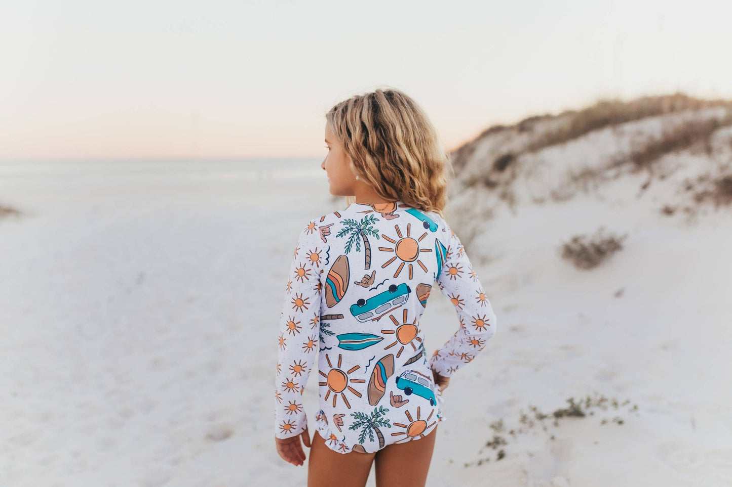 Zip Rash Guard One-Piece Swimsuit | Teal Surf