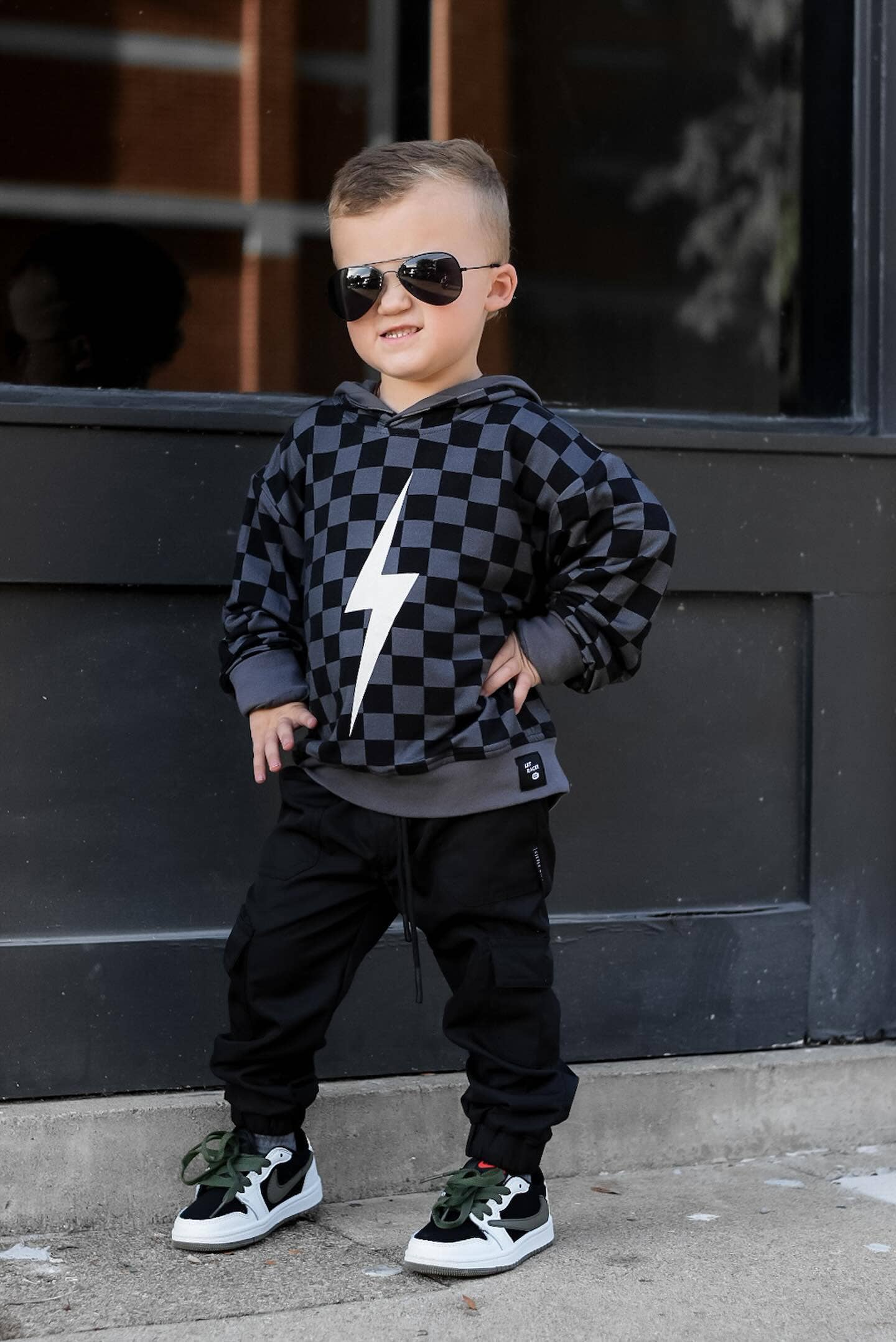 Checkered Spark Hoodie | Black