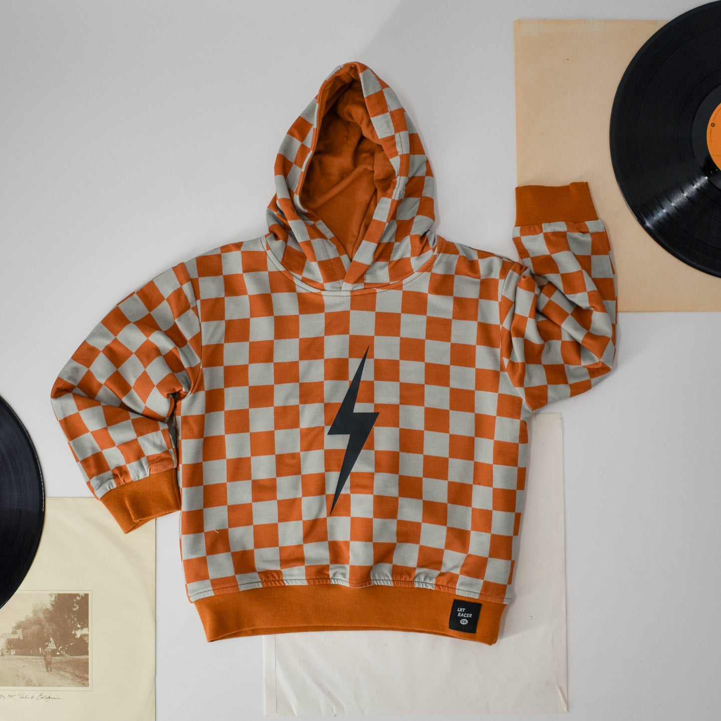 Checkered Spark Hoodie | Rust